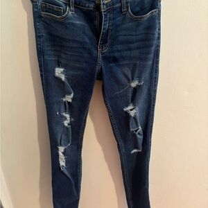 Hollister Blue Skinny Jeans with Distressed Details